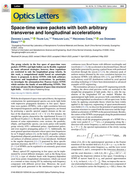 PDF Space Time Wave Packets With Both Arbitrary Transverse And