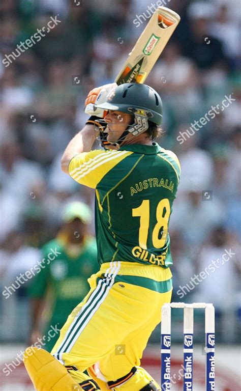 Australian Opening Batsman Adam Gilchrist Hits Editorial Stock Photo