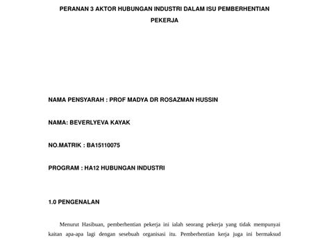 Surat Diberhentikan Kerja Oleh Majikan Contoh Surat Rayuan Bpn Untuk