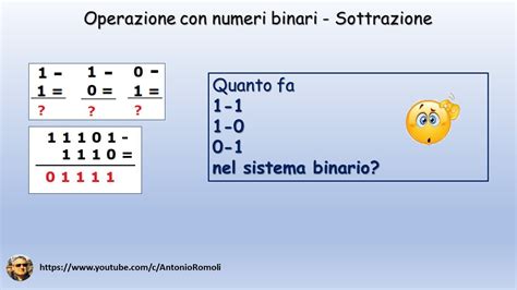 Aritmetica Con I Numeri Binari Sottrazione Binaria YouTube