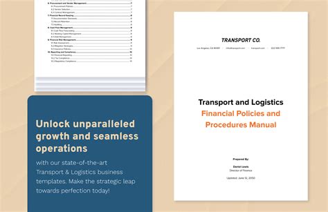 Transport And Logistics Financial Policies And Procedures Manual