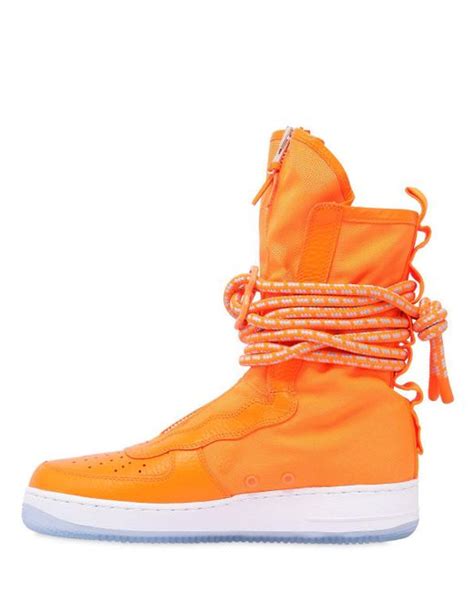 Nike Leather Sf Air Force 1 Sneaker Boots In Neon Orange Orange Lyst