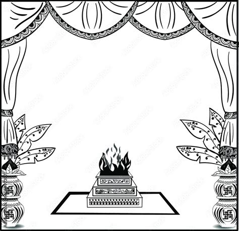 Indian Wedding Beautiful Mandap Design With Hawan Kund Black And White