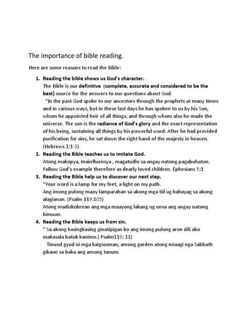 The Importance Of Bible Reading Pdf God Bible