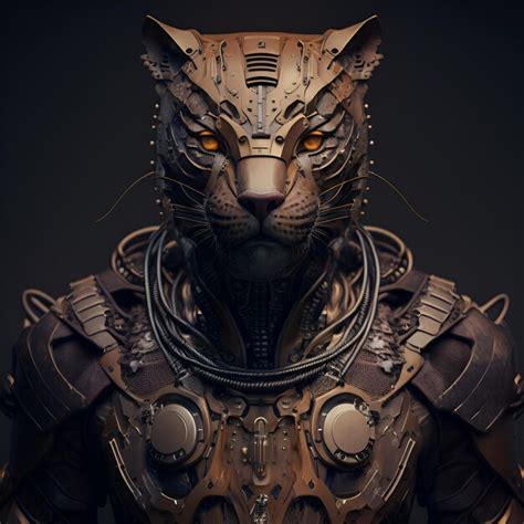 Premium Ai Image Panther In Cyberpunk Futuristic Robotic Metal