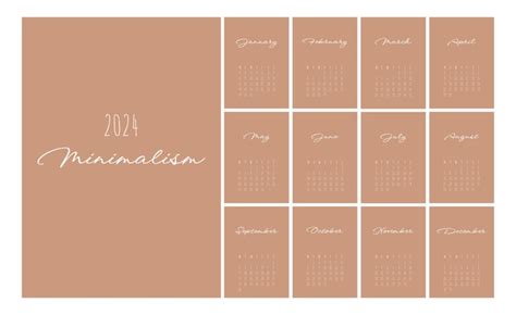 Premium Vector Calendar 2024 Trendy Minimalist Style Set Of 12 Pages