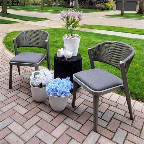 Purple Leaf Outdoor Patio Dining Chairs With Cushions Aluminum Frame