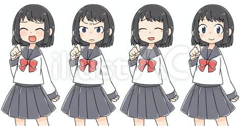 頭身ゆるめセーラー服女子立ち絵一覧イラスト No 2417528／無料イラスト フリー素材なら「イラストac」