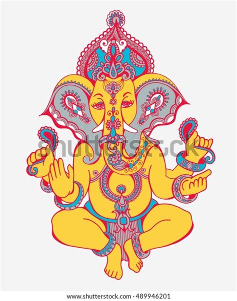 Hindu Lord Ganesha Ornate Sketch Drawing Stock Vector Royalty Free