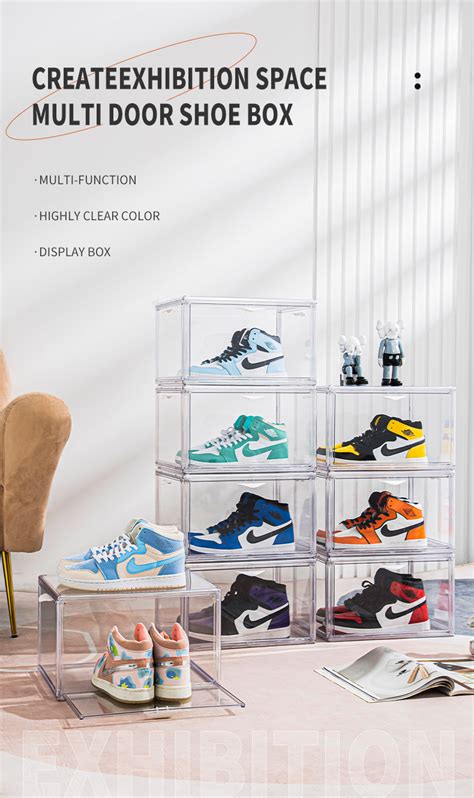 Hot Sell Plastic Clear Shoe Box Drop Front Sneaker Box Transparent