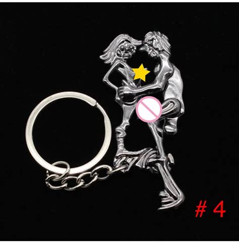 100pcs Lot Metal Alternative Sexy Lover Keychain Love Sex Keyring Funny