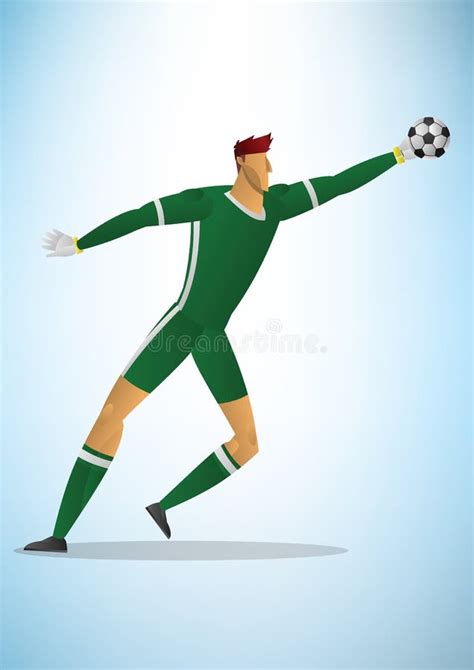 Soccer Goalkeeper Batted Ball Hand Drawing Vector Illustration Stock