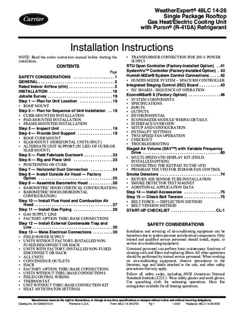 Fillable Online Carrier Sca Comfort Series Air Conditioner Device