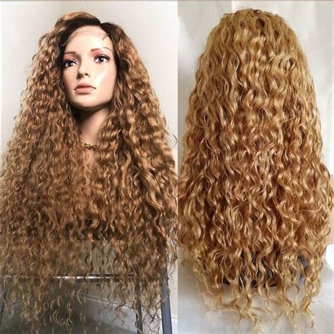 27 Honey Blonde Water Wave Lace Front Wigs 180 250 Density 14 26inch