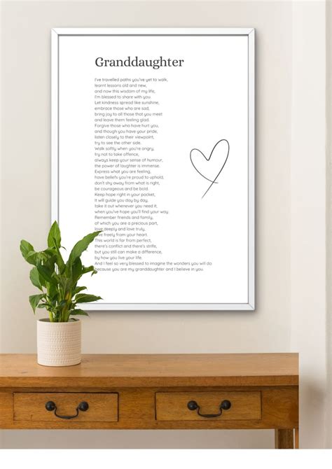 Granddaughter Poem Original Poem To Print And Frame Poem For