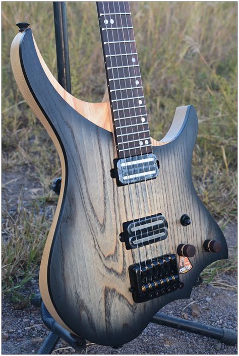 Nk Headless Electric Guitar Style Model Black Burst Color Flame Maple Neck In Stock Guitar Free