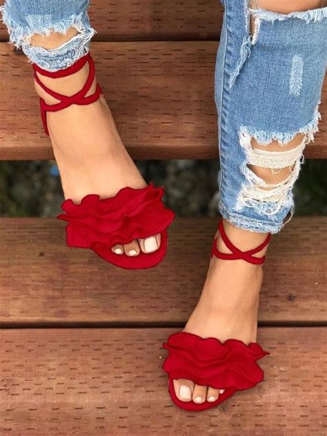 Frills Tassel Embellished Strappy Flat Sandals Fancy Sandals Pretty