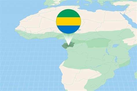 Premium Vector Map Illustration Of Gabon With The Flag Cartographic