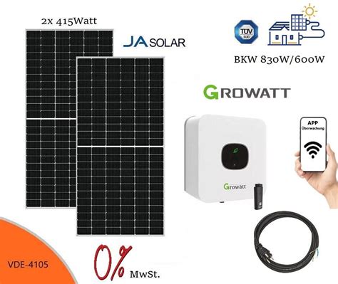 Balkonkraftwerk W Watt Growatt Tl X X Watt Solarpanel