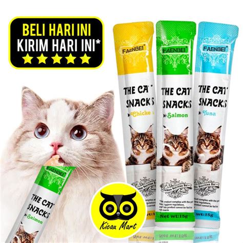 Kicau Mart Cat Food Faenbei The Cat Snack Pet Strip Makanan Basah