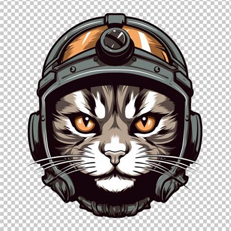 Premium Psd Cat Head Mascot Wearing A War Helmet