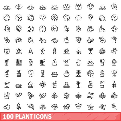 Plant Icons Set Outline Style Vector Art At Vecteezy