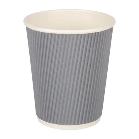 Fiesta Recyclable Takeaway Coffee Cups Ripple Wall Charcoal 225ml Pack