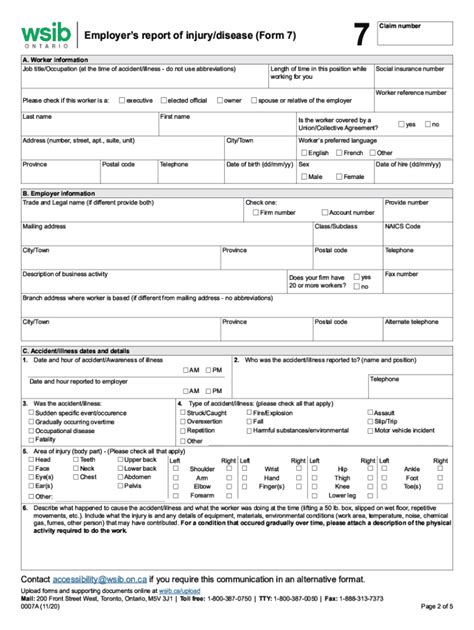 Free Wsib Form 7 Printable Printable Forms Free Online