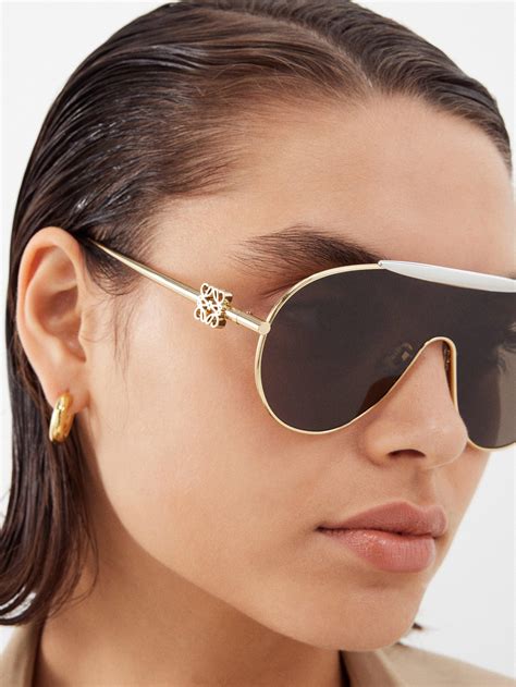 Loewe Oversized Aviator Metal Sunglasses In Brown Lyst