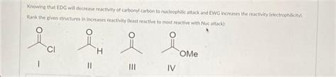 Solved Knowing That Edg Will Decrease Reactivity Of Carbonyl Chegg