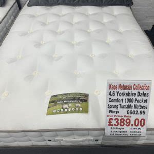 4 6 Yorkshire Dales Comfort 1000 Pocket Sprung Turnable Mattress Kaos