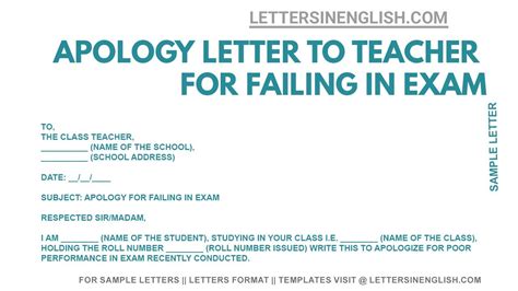 Apology Letter To Teacher For Failing In Exam Apology Letter To