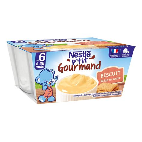 Nestl P Tit Gourmand Dessert Lact Biscuit Coupelle B B D S Mois