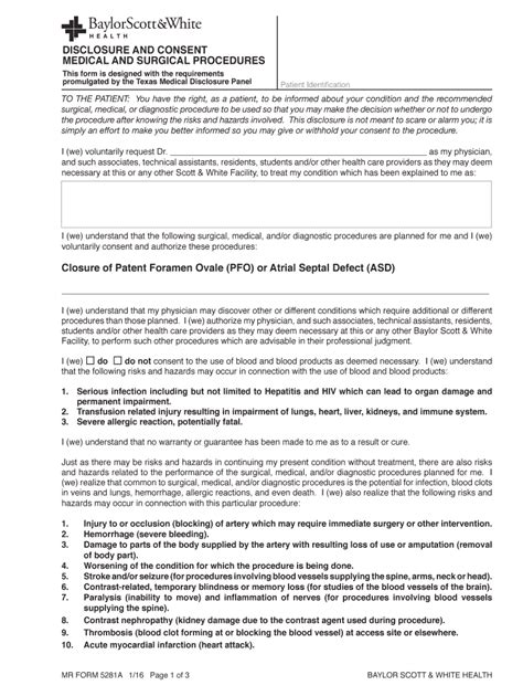 Fillable Online Sw DISCLOSURE AND CONSENT MEDICAL AND SURGICAL Fax