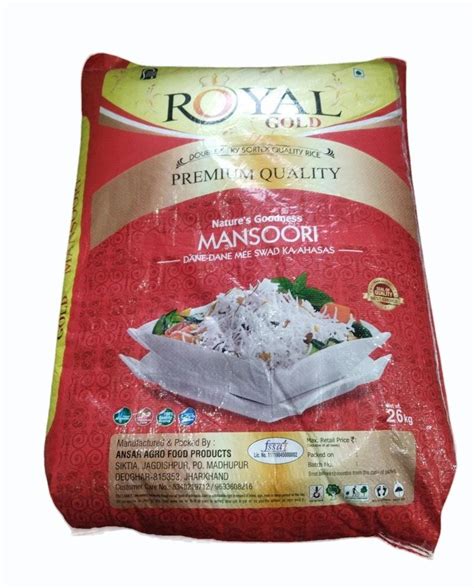 Royal Gold Mansoori Sortex Rice Packaging Type Pp Bag At Rs Bag