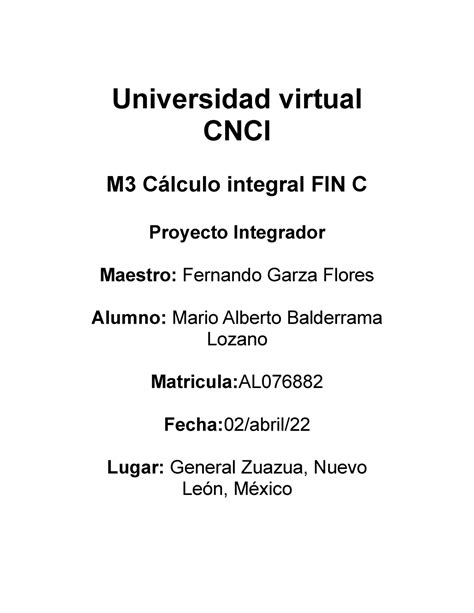 M C Lculo Integral Fincproyecto Integrador Universidad Virtual Cnci