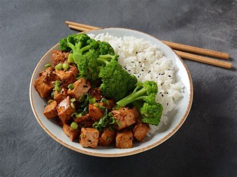 Sticky Teriyaki Tofu Broccoli Stir Fry With Spring Onion