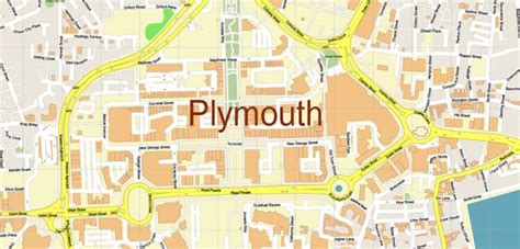 Plymouth Area UK Map Vector City Plan High Detailed Street Map editable Adobe Illustrator in layers