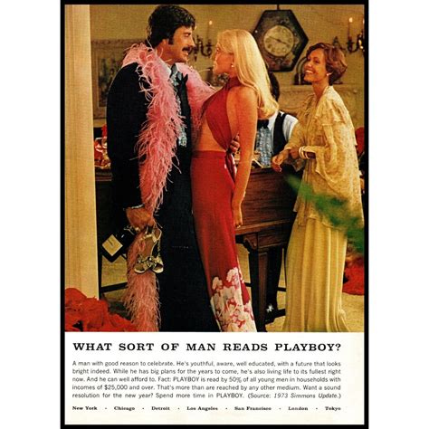 1975 What Sort Of Man Reads Playboy Vintage Print Ad Sexy Blonde Red