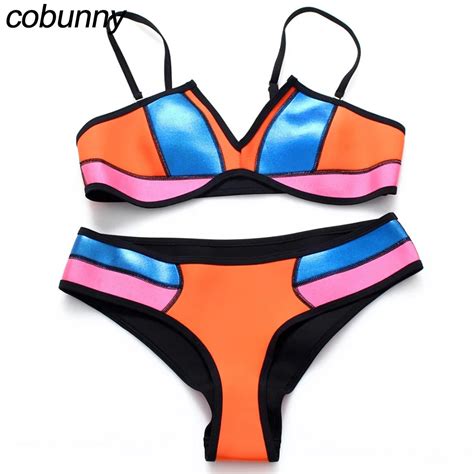 Cobunny 2017 Unique Patchwork Bikini Style Swimsuit Strapless Bikinis