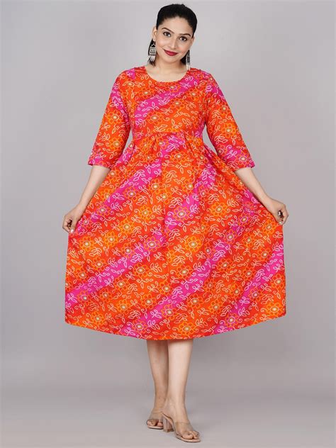 Buy Baesd Ethnic Motifs Printed Maternity Fit Flare Midi Ethnic Dress