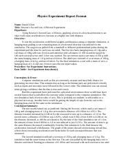 Daniel Clem Module 2 Experiment Report Docx Physics Experiment Report