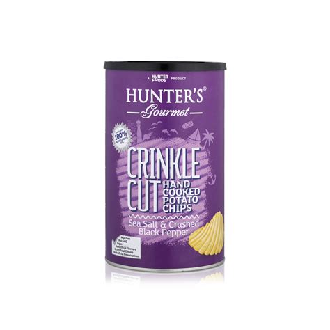 Hunter S Gourmet Hand Cooked Potato Chips Crinkle Cut Sea Salt