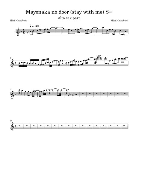 Mayonaka No Door Stay With Me Sheet Music For Saxophone Alto Solo