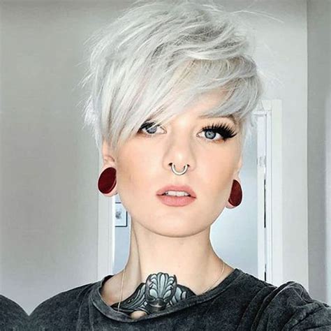 Iwish Short Silver Grey Pixie Cut Wigs For White Women With