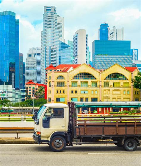 Truck On Highway Singapore Cityscape Stock Image Image Of Road