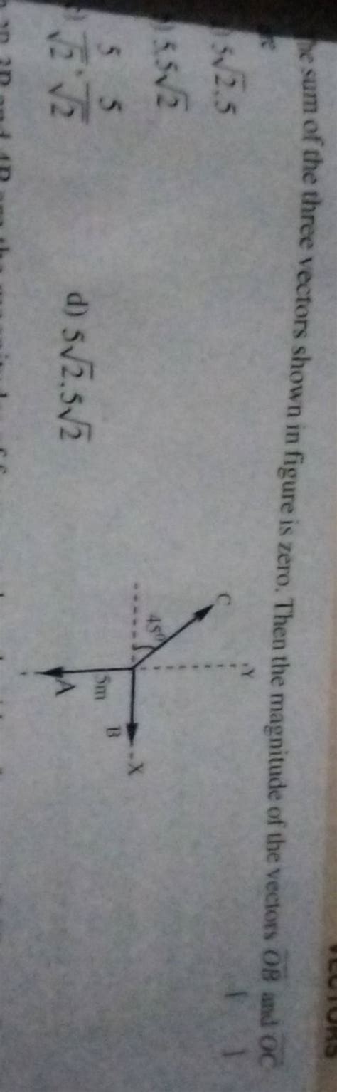 He Sum Of The Three Vectors Shown In Figure Is Zero Then The Magnitude O