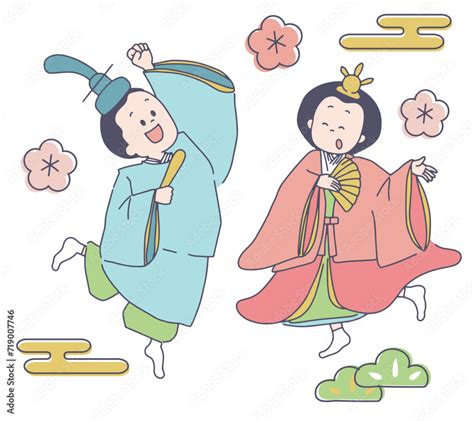 ひな祭り ジャンプするお雛様とお内裏様 Stock Vector Adobe Stock