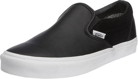 Vans Unisex Classic Slip On Leather Suede Black True White Vex V