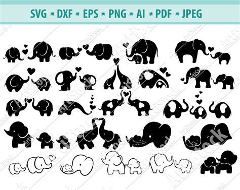 Elephants Svg Mother And Baby Elephant Svg Cute Elephant Etsy